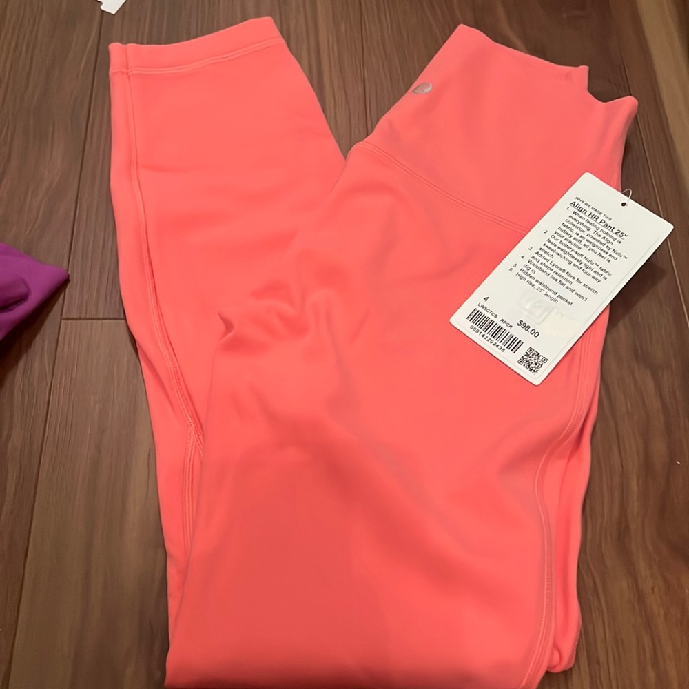 lululemon align HR pant 25” size 4 raspberry creme
